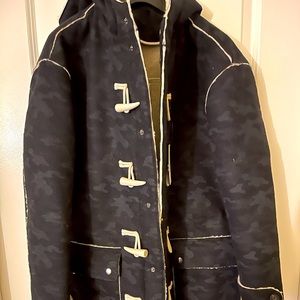 Heavy long Sherpa lined coat.